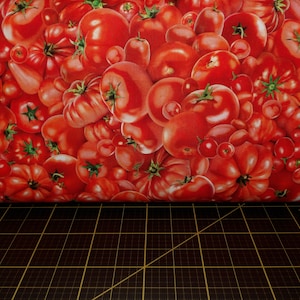 Timeless Treasures. Fresh Veggies. Fresh Tomatoes Red DIGITALLY PRINTED