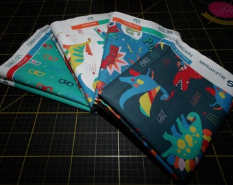 Super Dinos Fat Quarter Bundle - 4 Piece Paintbrush Studios Children's Superhero Dinosaur FQ Bundle - 100% cotton
