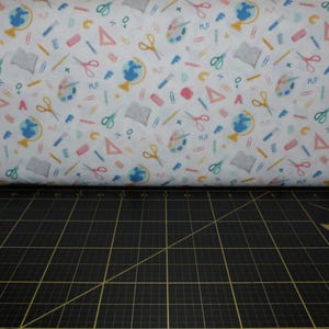 Camelot Fabrics. Teachers Rule. Back To School White