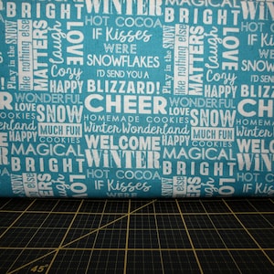 Clothworks. Snow Much Fun. Word Collage Sky