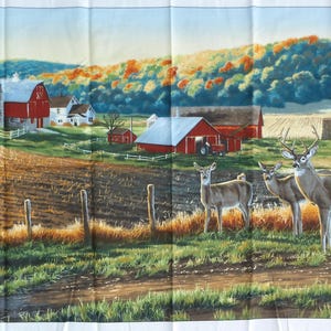 Elizabeth&#39;s Studio. Whitetails Panel 2/3 yd - realistic deer quilting panel