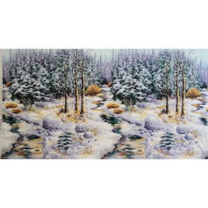 Michael Miller. Snowy Woods Winter Panel 2/3 yd