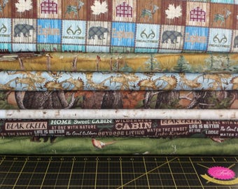 RealTree Hunting Fat Quarter Bundle - 7 Piece Hunting and Camoflage Themed FQ Bundle - 100% cotton