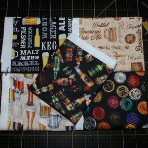 On Tap Fat Quarter Bundle - 5 Piece QT Fabrics Beer Mugs, Glasses, Caps, and More FQ Bundle - 100% Cotton Fabric