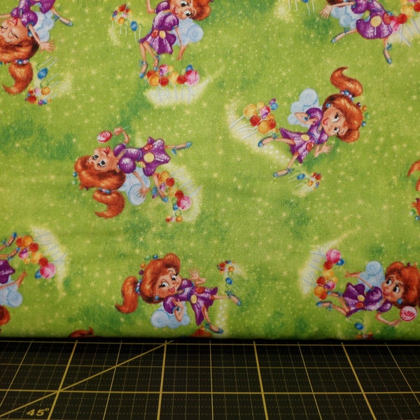 QT Fabrics. Candyland. Girl Toss Green - Game Original Artwork