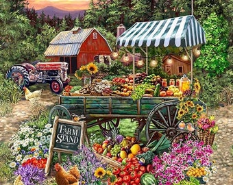 Timeless Treasures. Farm Stand. Farms Stand Panel 2/3yd DIGITALLY PRINTED