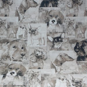 Clothworks. Best Friends. Collage 3/4 yd repeat Taupe DIGITAL PRINT