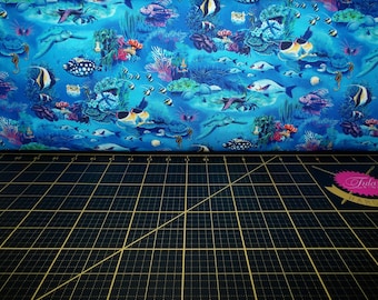 Studio E. Coral Reef. Aquarium Scene Royal Blue DIGITAL PRINT