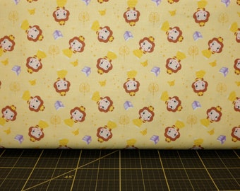 Camelot Fabrics. Disney Princess Kawaii. Cute Belle Toss Yellow