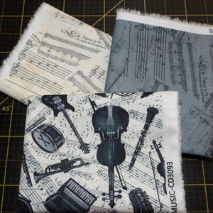 Timeless Treasures. Sonata. Music Notes Panel 2/3 yd Beige DIGITAL PRINT