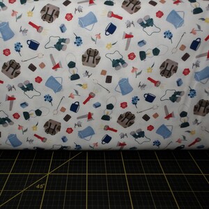 Michael Miller. Camping Life. Camping Gear Cream