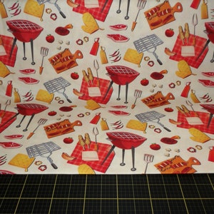 QT Fabrics. Backyard BBQ. BBQ Toss Ecru