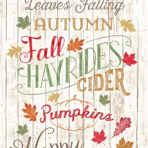 Timeless Treasures. Happy Fall Y&#39;all. Fall Panel 2/3 yd Natural