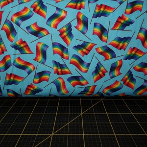 QT Fabrics. This & That II. Rainbow Flags Blue DIGITALLY Printed