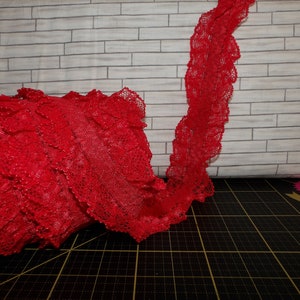 Stretch Lace no. 954, 55 mm - Red - Stretchy Headband Lace Elastic for babies and toddlers - Made in France
