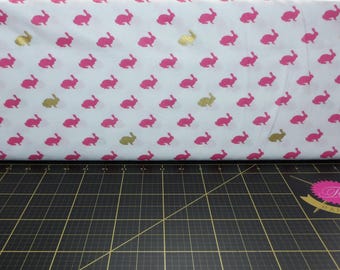 Riley Blake. Wonderland. Rabbit White - Easter Fabric / Spring Fabric