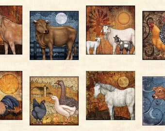 QT Fabrics. Bountiful. Farm Animal Large Patches 2/3 yd