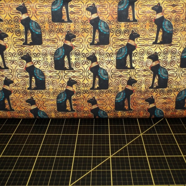 QT Fabrics. Pharaoh. Egyptian Cats Bronze - Ancient Egyptian Quilting Cotton Fabric