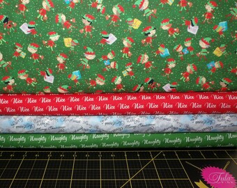 Santa's Workshop Elves Fat Quarter Bundle - 4 Piece Christmas Elf / North Pole FQ Set - 100% cotton