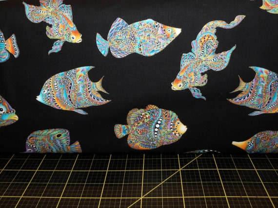 benartex hooked on fish Benartex. Hooked On Fish. Something Fishy Black/Multi SHIMMER