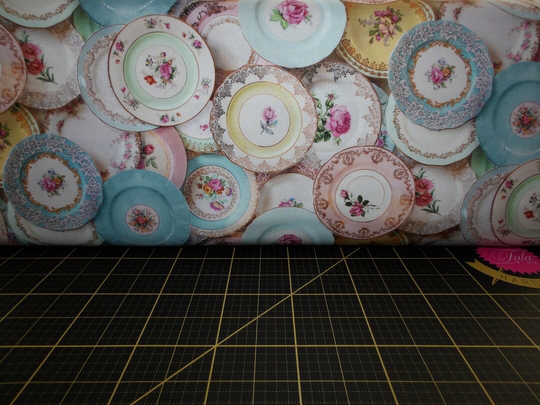 Northcott. Tea for Two. Tea Plates White DIGITALLY PRINTED Etsy