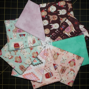 Llama Love Fat Quarter Bundle - 9 Piece Michael Miller Llama Themed FQ Bundle - 100% cotton woven