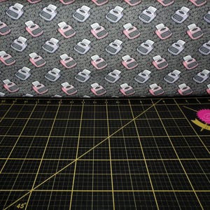Camelot Fabrics. Literary. Typewriters Charcoal