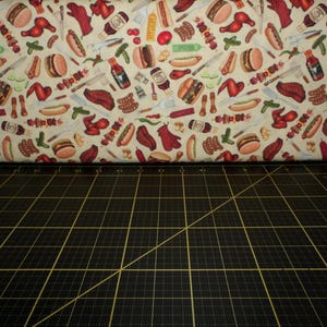 QT Fabrics. Order Up. BBQ Ecru - summer grillout fabric