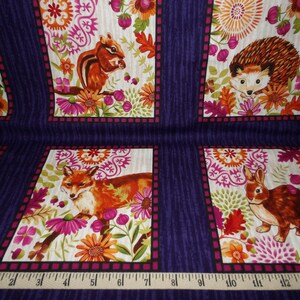 Studio E. Enchanted Forest. Animal Block Eggplant 2/3 yd