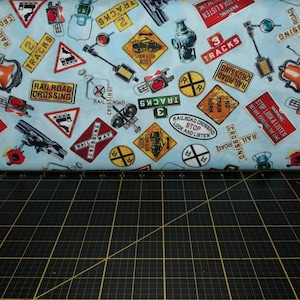 Michael Miller. All Aboard. Railroad Crossing Slate DIGITAL PRINT