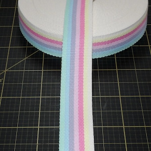 Fettuccia multicolore pastello, 100% poliestere, 40 mm - Prodotto in Francia