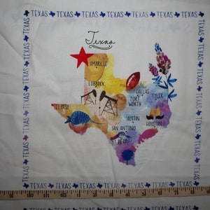 Telas Windham. Algodones estatales. Panel de Texas IMPRESIÓN DIGITAL 2/3 yd