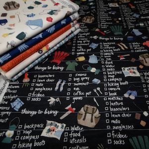 Camping Life Fat Quarter Bundle - 6 Piece FQ Bundle - 4 Prints from Camping Life and 2 Prints to Match - 100% Cotton - Panel Option Extra