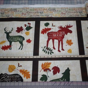 Northcott. Autumn Woods. Block Panel 2/3 yd Beige