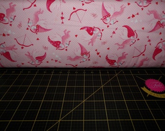 Kanvas. Be My Gnomie. Cupid Gnomes Light Pink- Valentine's Day Gnome Fabric