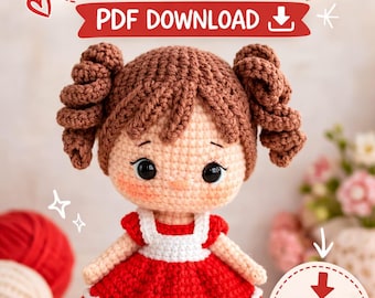 mini doll crochet pattern PDF - amigurumi doll pattern - cute small doll -