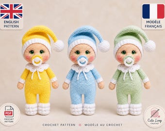 Amigurumi Baby Doll Pattern with Pacifier & Hat – Crochet Baby PDF Pattern, Cute Baby Toy, Beginner Friendly Amigurumi Tutorial