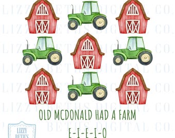 Old McDonald Had A Farm PNG | Preppy PNG | PNG Shirt Design | Boy Children Design | Digital Download | LizzyBethsDigitalCo