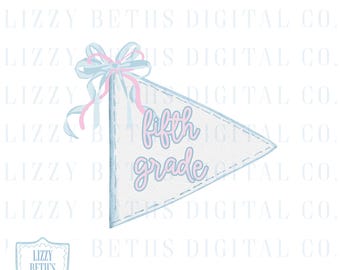 Bannière de fanion de cinquième année, école pastel PNG | Bannière de qualité preppy PNG | Conception de chemise PNG | Téléchargement numérique | LizzyBethsDigitalCo
