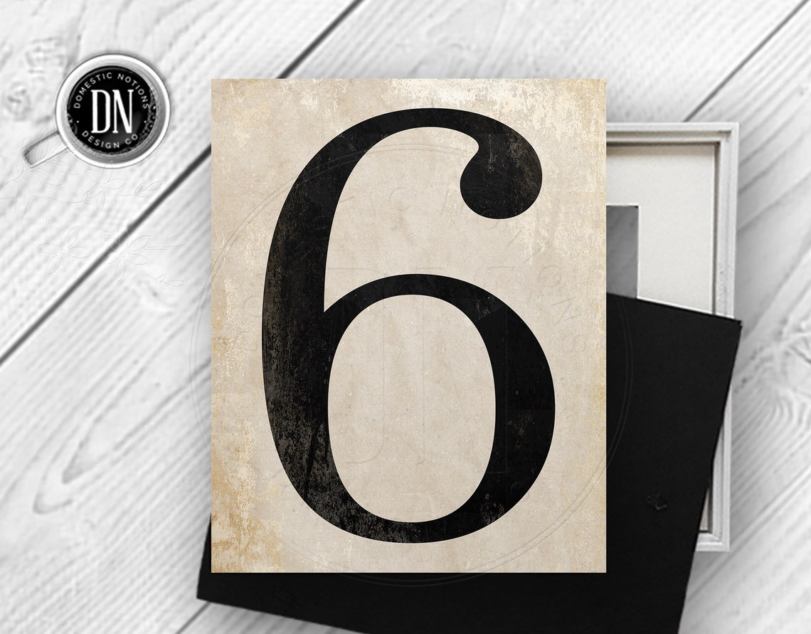 Six Number Art Print Printable Vintage Number Decor Number Etsy