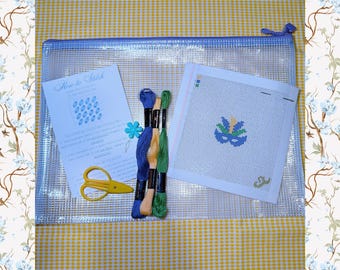 Mardi Gras Needlepoint Kit, Beginner DIY Ornament