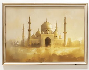 Islamic Mosque Printable Wall Art, Islamic Home Decoration, Mosque Wall Decor Print, Eid Mubarak Art Muslim Festive Poster-DIGITAL DOWNLOAD