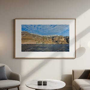 Santorini Caldera Cliffs Print, Greece Photography, Volcanic Island Wall Art