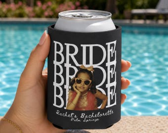 Funny Bride Photo Can Cooler, Custom Face Bachelorette Favor, Bridal Shower Drink Sleeve