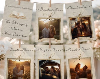 Her Next Chapter Photo Banner Template, Book Theme Bridal Shower Banner, Editable Chapter Banner with Photos, Bride to Be Banner, Canva