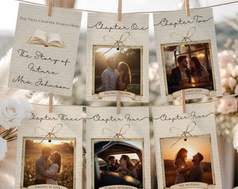 Her Next Chapter Photo Banner Template, Book Theme Bridal Shower Banner, Editable Chapter Banner with Photos, Bride to Be Banner, Canva