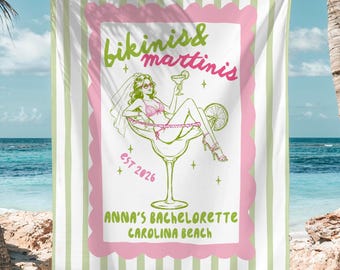 Bikinis and Martinis Banner, Personalized Beach Bachelorette Backdrop, Custom Bach Party Decor, Girls Trip Photo Banner