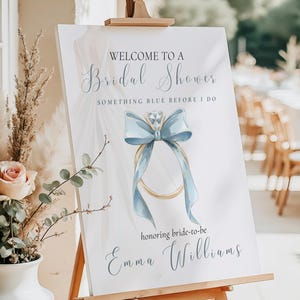 Something Blue Before I Do Bridal Shower Sign, Dusty Blue Bridal Shower Welcome Template, Editable Before I Do Decor