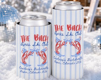 Winter Bachelorette Can Cooler, Personalized Ski Weekend Favor, Mountain Girls Trip Drink Sleeve
