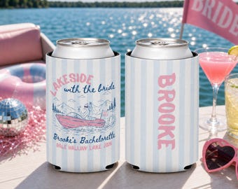 Lake Bachelorette Can Cooler, Personalized Boat Weekend Favor, Girls Trip Drink Sleeve